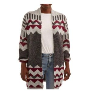 Evereve Dreamers Aztec Print Long Sleeve Open Front Cardigan Sweater Size M